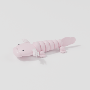 Articulated Flexi Axolotl showing segmented articulated body and feathery gills